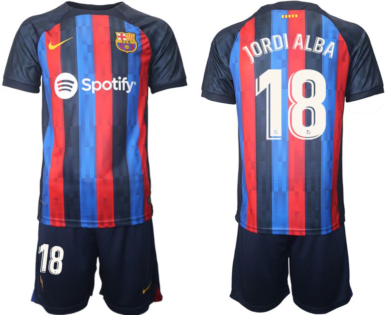 Men 2022-2023 Club Barcelona home blue #18 Soccer Jersey